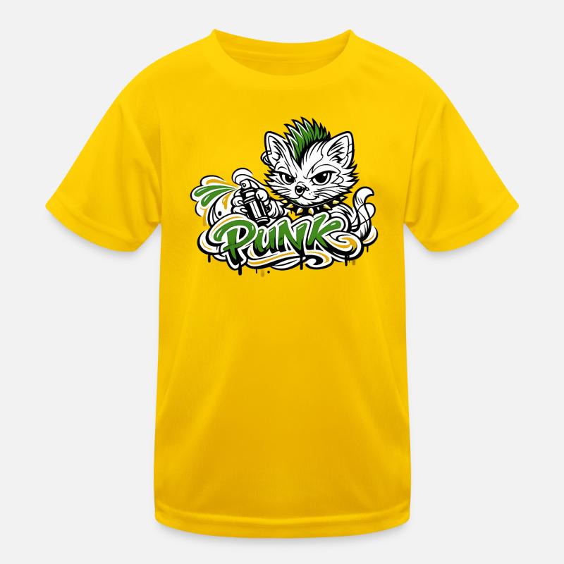 Punkkatz Graffiti Mohawk Kinder Funktions-T-Shirt