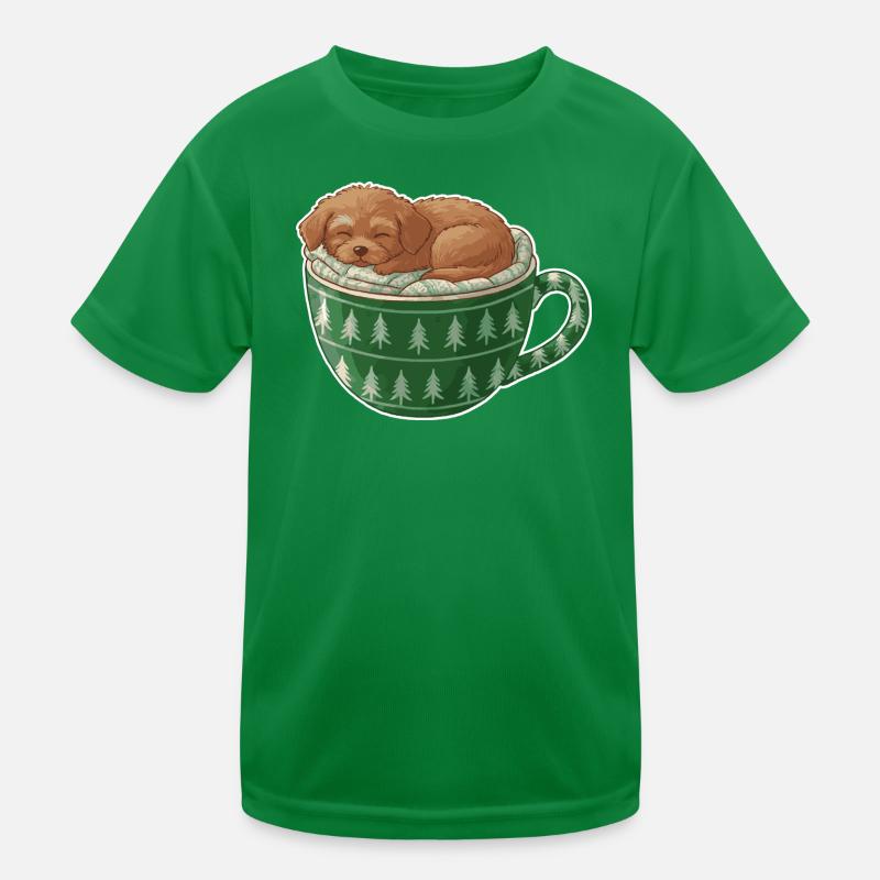 Chiot endormi dans un gobelet vert T-shirt sport Enfant