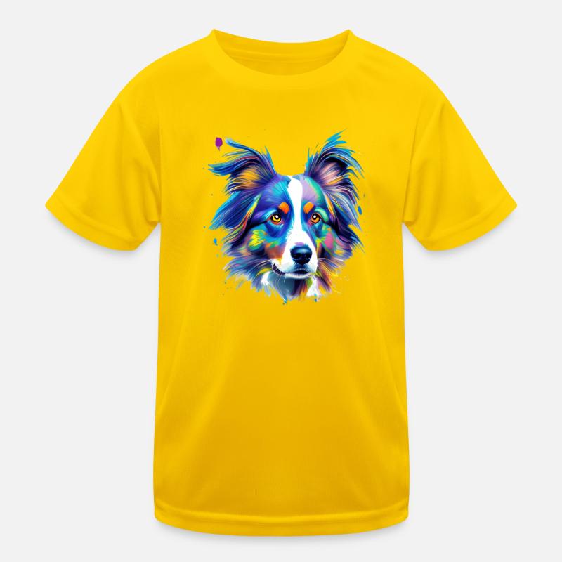 Australian Shepherd Aussie Hund Farbenfrohe Kunst Kinder Funktions-T-Shirt