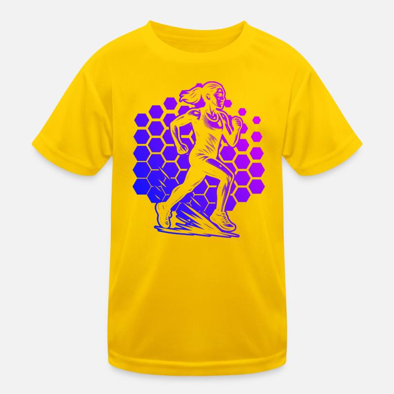 Modern Running Artwork Kids Functional T-Shirt