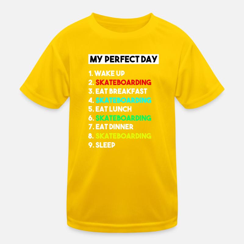 Mein perfektes Skateboard-Routine-Design - Kinder Funktions-T-Shirt - Eigelb