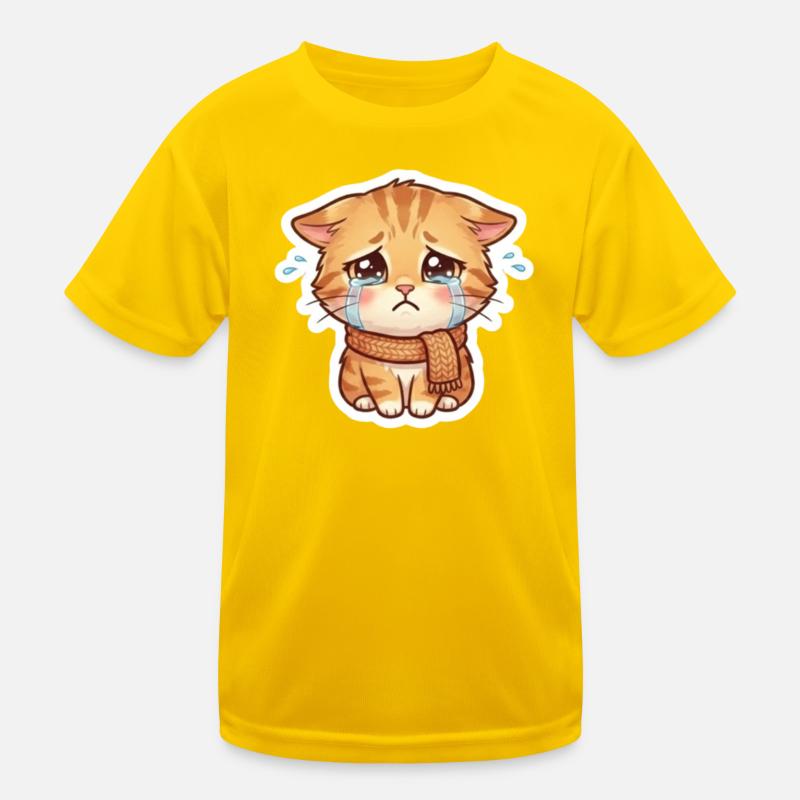 Crying Kitten with Scarf - Kids Functional T-Shirt - egg yellow