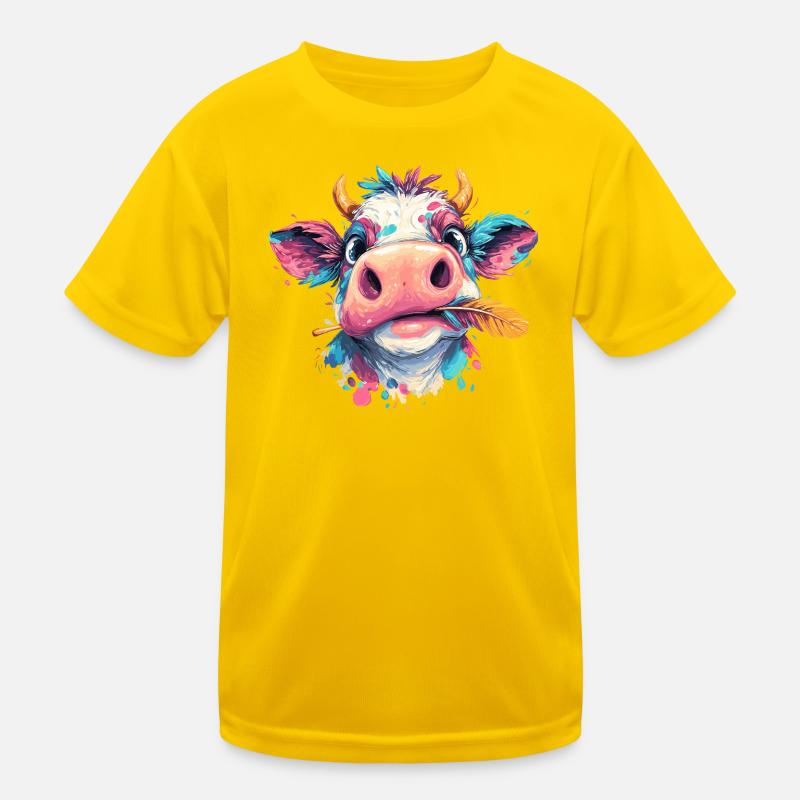 Bunter Kuhkopfspritzer Kinder Funktions-T-Shirt