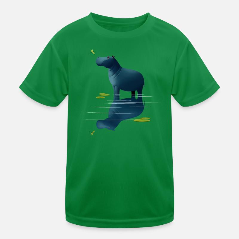 Nilpferd und Libelle Kinder Funktions-T-Shirt