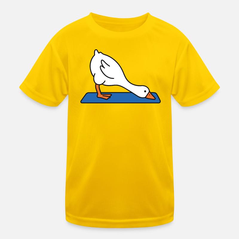 Duck in stretch mode on mat yoga Kids Functional T-Shirt