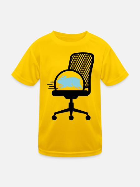  Hamsterrad auf Bürostuhl - Kinder Funktions-T-Shirt - Eigelb - Vorne