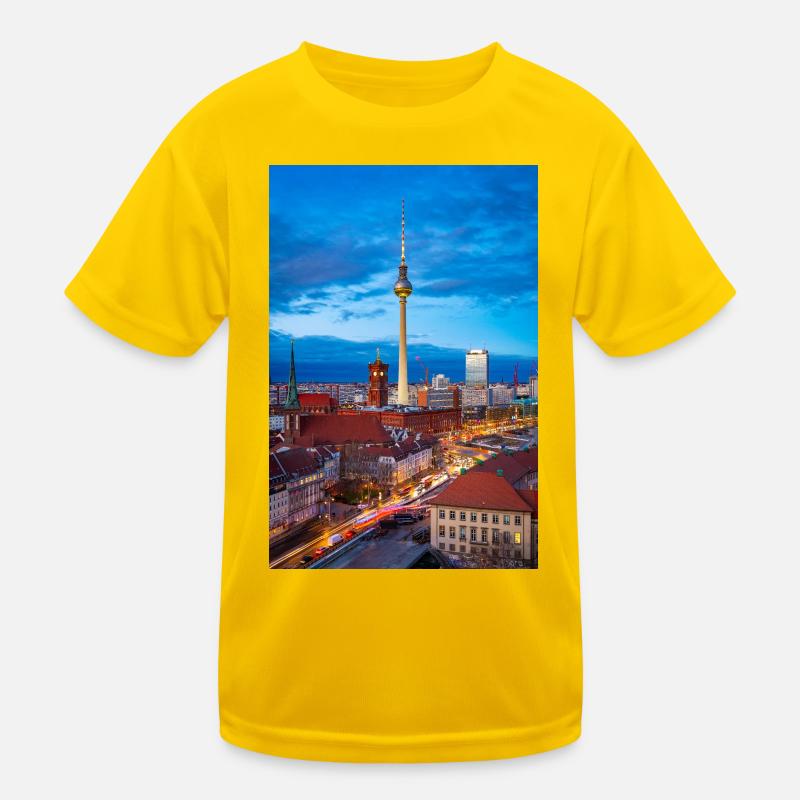 Berlin Skyline Abendlicht Kinder Funktions-T-Shirt