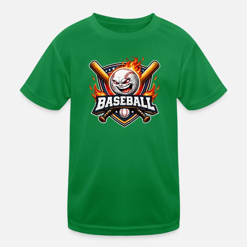 Flammendes Baseball-Maskottchen Kinder Funktions-T-Shirt