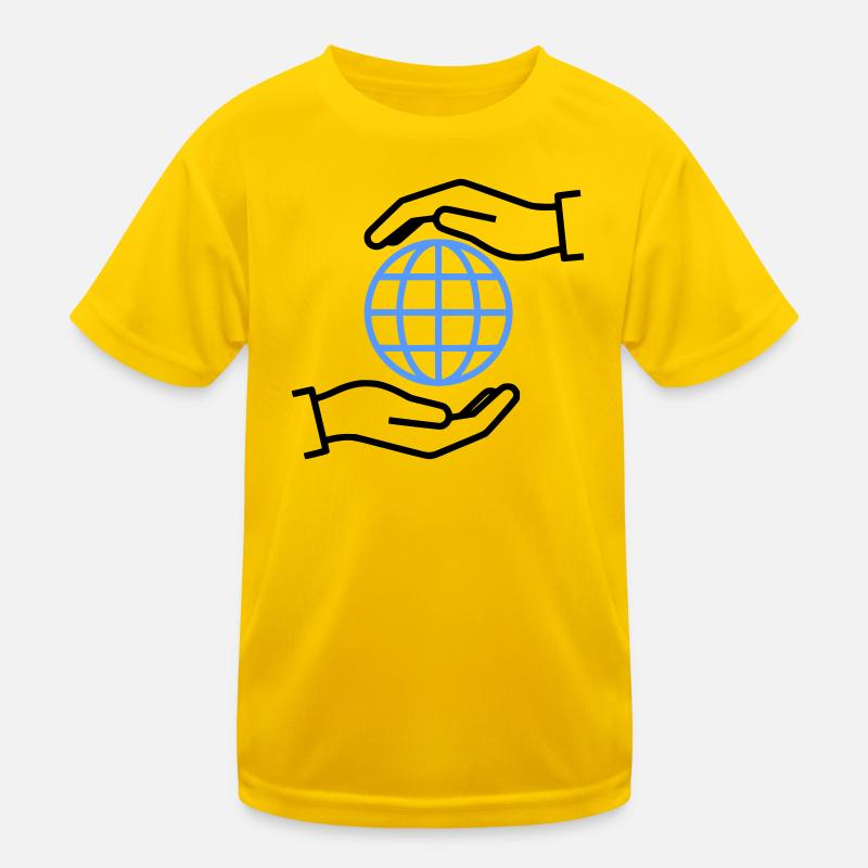 Globe Hands Outline Global Kids Functional T-Shirt