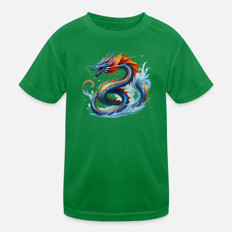 Drache Blauorange Drachesturm Kinder Funktions-T-Shirt