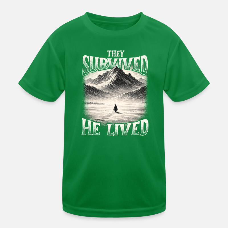 They Survived He Lived Penguin Meme Existential Kids Functional T-Shirt
