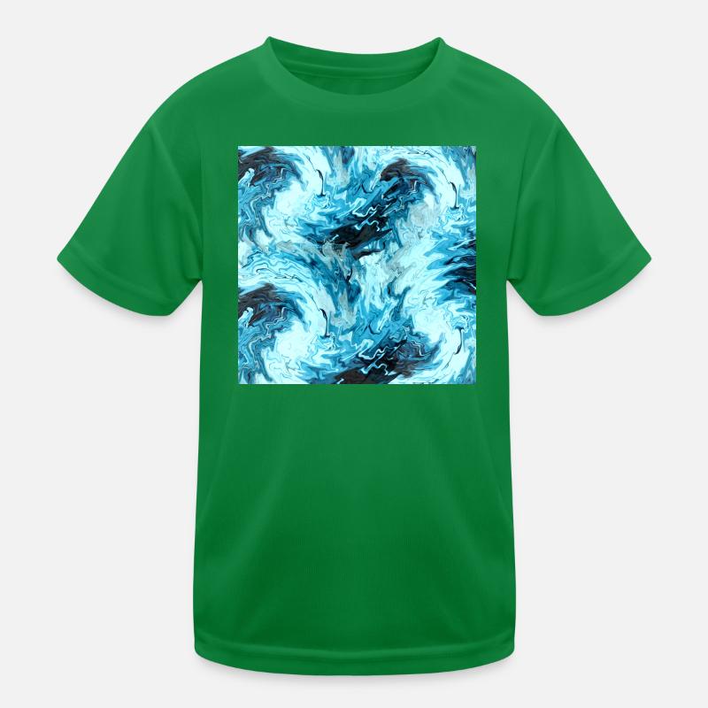 Aqua Marble Pattern Waves Kids Functional T-Shirt
