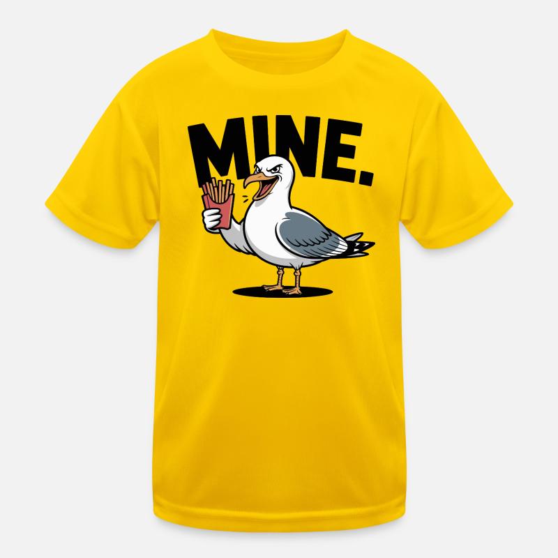 Grumpy Seagull with Fries Kids Functional T-Shirt