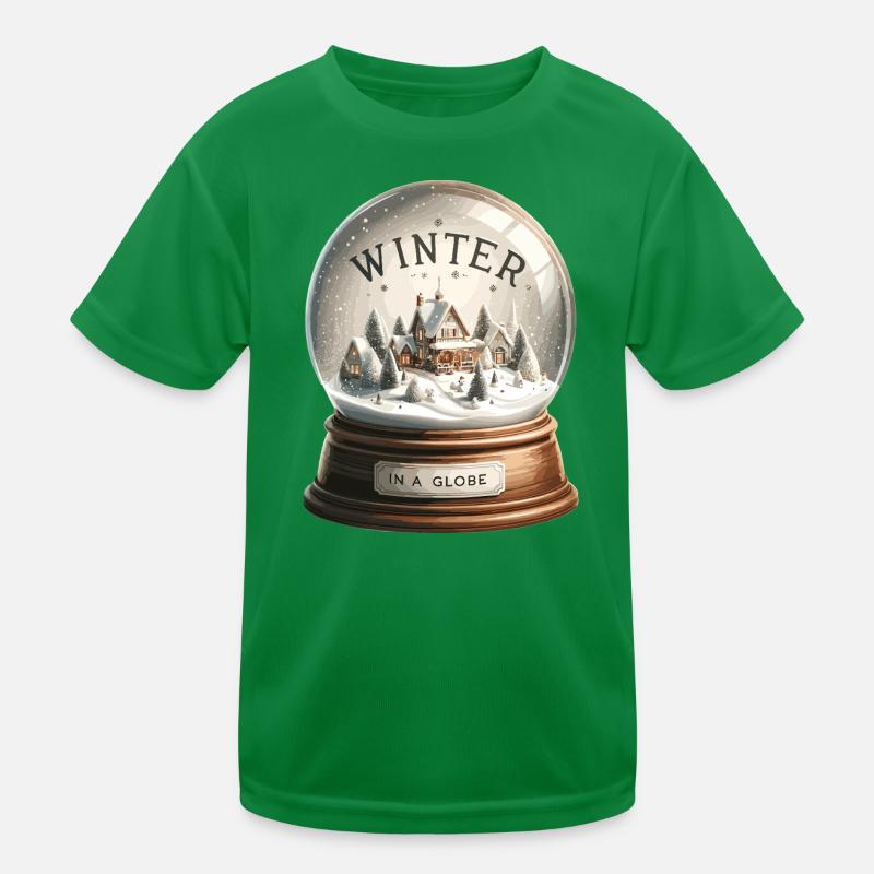 Winter Magic Snow Globe Village Kids Functional T-Shirt