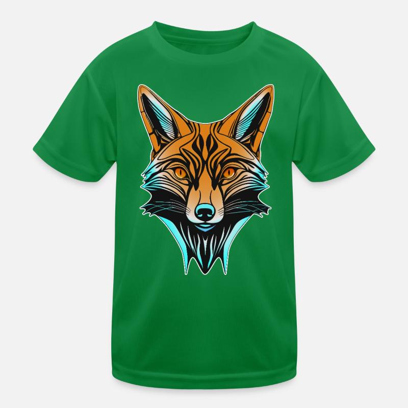 Neon Fox Head Kids Functional T-Shirt