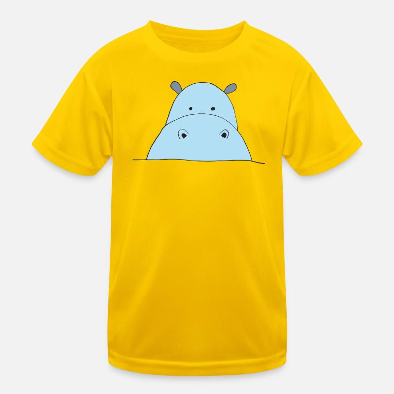 Blauer Hippo Blickfang Kinder Funktions-T-Shirt
