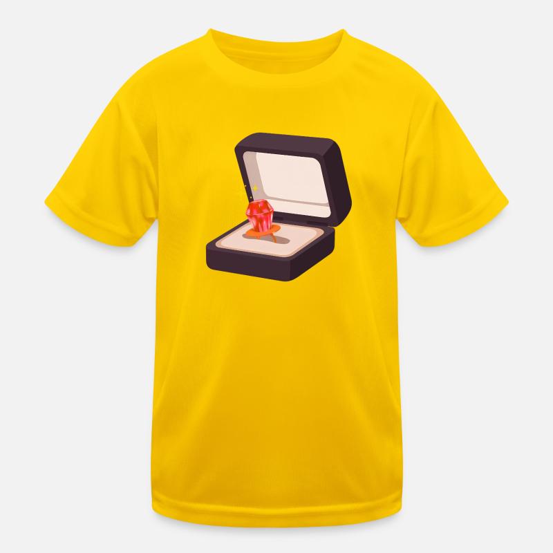 Candy Ring Proposal Engagement Marry Wedding - Kids Functional T-Shirt - egg yellow