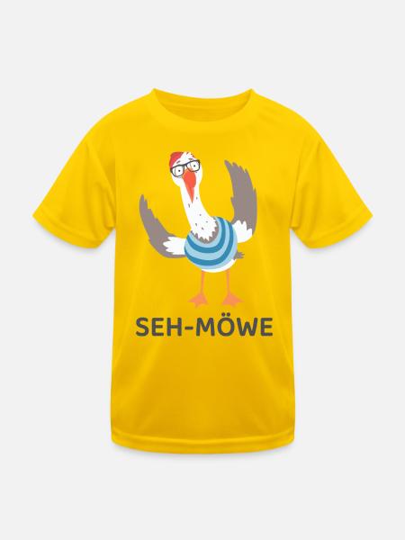 SEH-MÖWE – Lustige Möwe mit Brille Cartoon - Kinder Funktions-T-Shirt - Eigelb