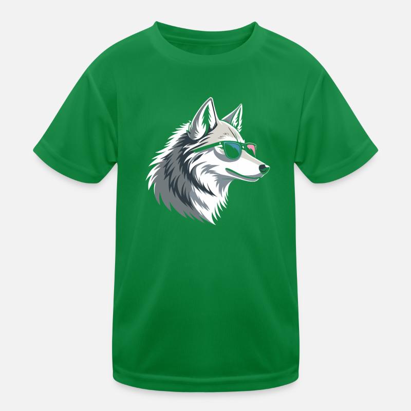 Wolf mit Brille im eisigen Stil Kinder Funktions-T-Shirt