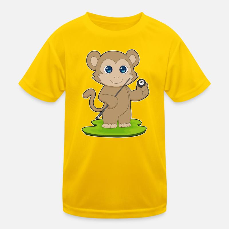 Affe Billiard Queue Sport Kinder Funktions-T-Shirt