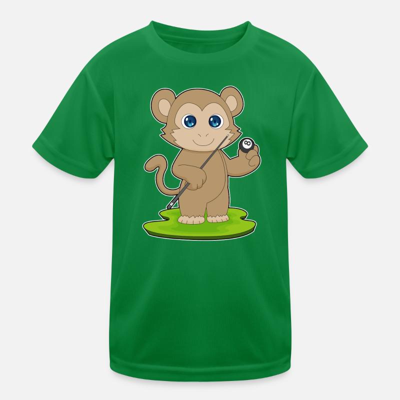 Affe Billiard Queue Sport Kinder Funktions-T-Shirt