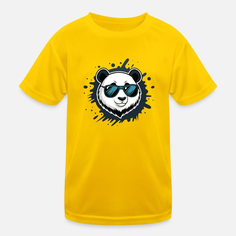 Panda Blue Graffiti Glasses Kids Functional T-Shirt