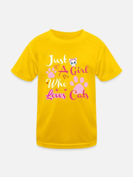 Nur ein Mädchen, das Katzen liebt - Kinder Funktions-T-Shirt - Eigelb