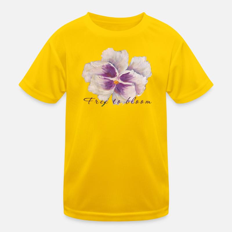 Peinture de fleurs en pensée blanche - Libre de fleurir T-shirt sport Enfant
