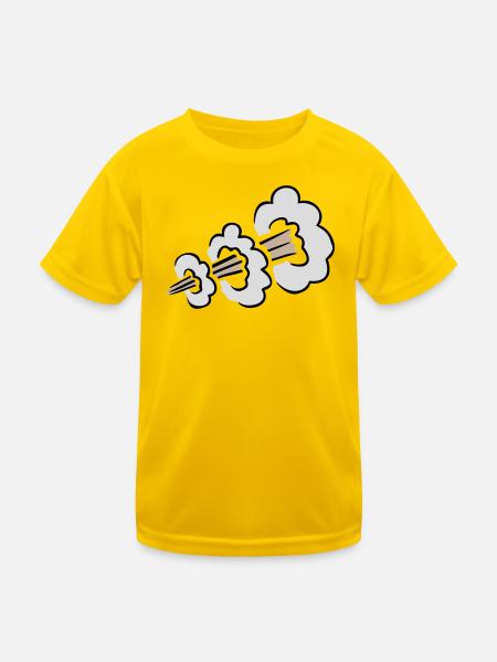 Lauter Furz Explosion Lustig Klohumor Comic Wolke - Kinder Funktions-T-Shirt - Eigelb - Vorne