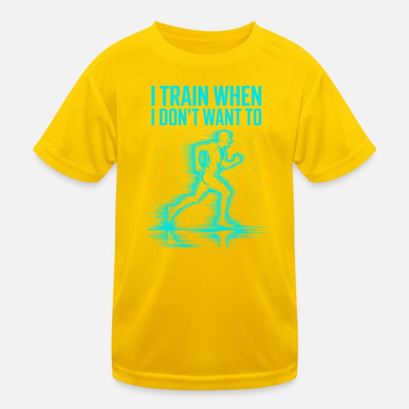 I train even when I don't feel like it – runner - Kids Functional T-Shirt - egg yellow