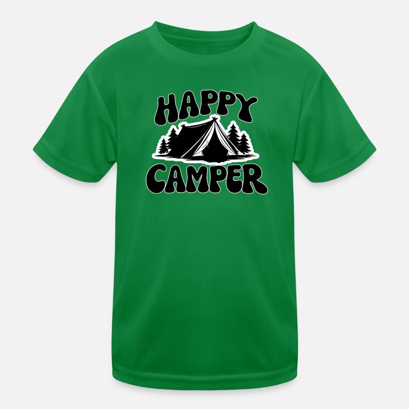 Cheerful Camper Tent Scene Kids Functional T-Shirt
