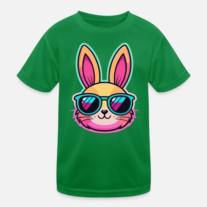 Neonhase mit bunter Brille Kinder Funktions-T-Shirt