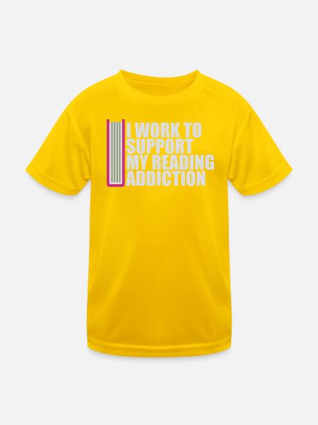 I Work To Support My Reading Addiction Books Logo - Kids Functional T-Shirt - egg yellow - Front