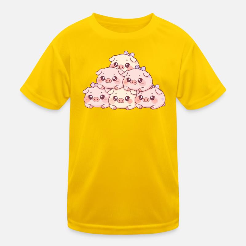 Cuddly piggy pyramid Kids Functional T-Shirt