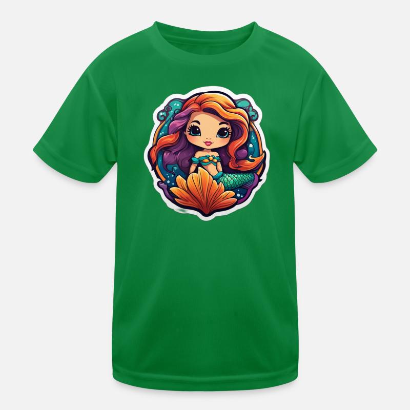 Rainbow Mermaid and Seashells Kids Functional T-Shirt