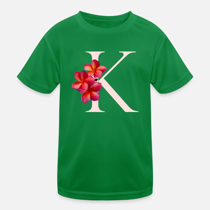 K Monogram Flower Edge Kids Functional T-Shirt