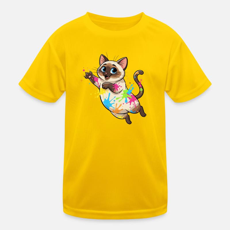 Éclaboussures colorées de Chat T-shirt sport Enfant
