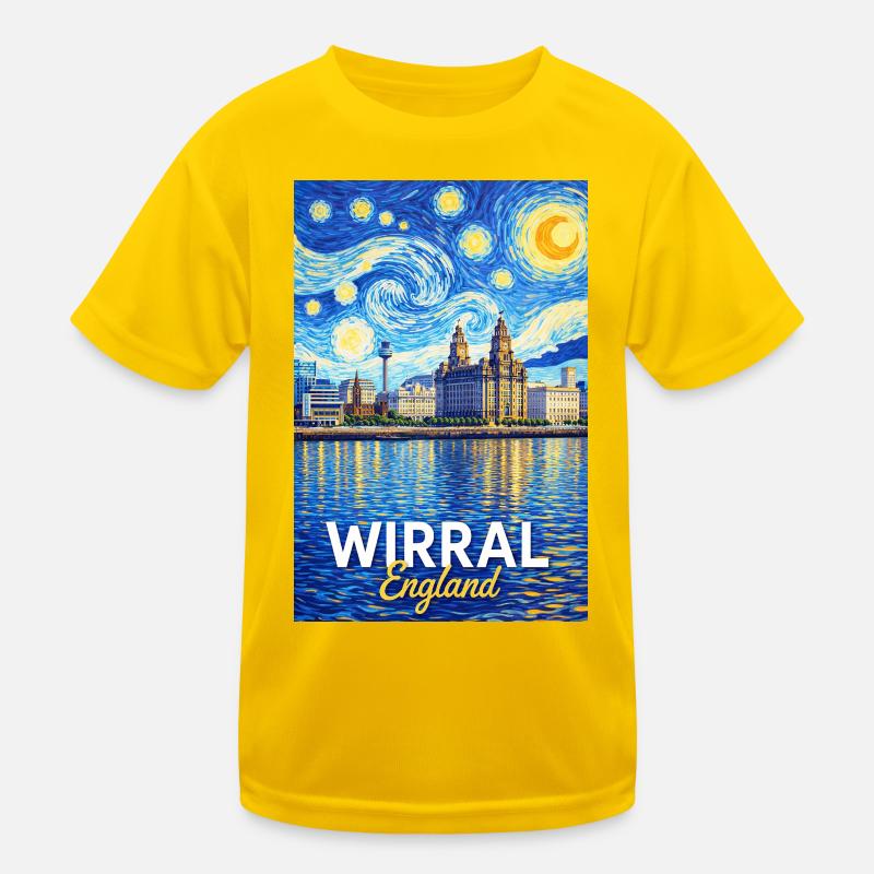 Wirral England skyline in the starry sky Kids Functional T-Shirt