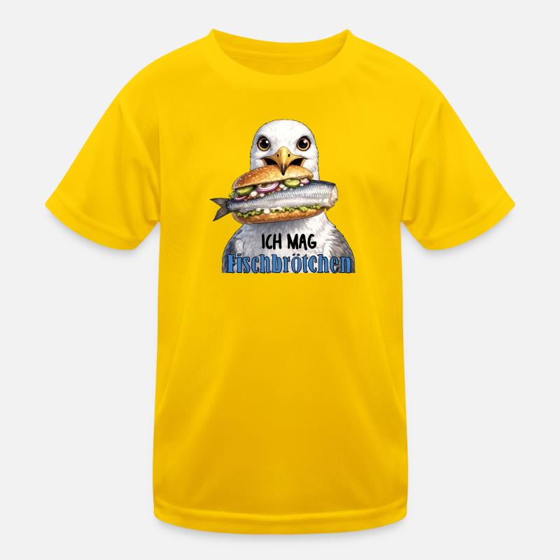 Fischbrötchen Möwe Humor Kinder Funktions-T-Shirt