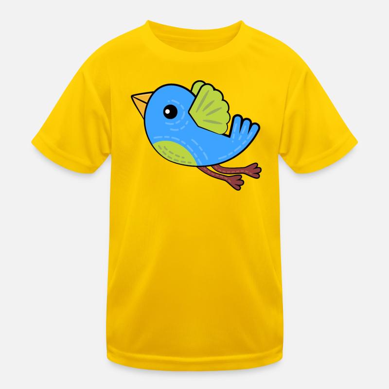 Kleiner Blauer Vogel Kinder Funktions-T-Shirt