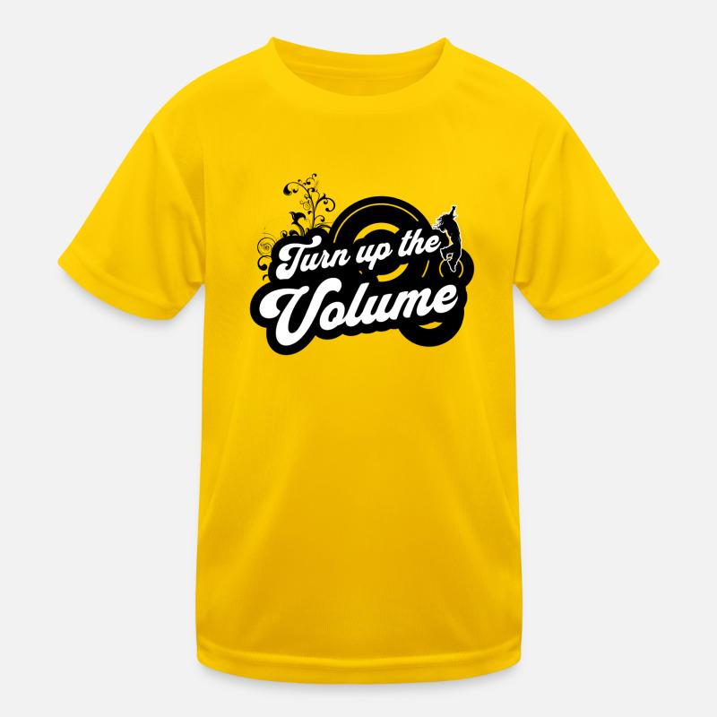 Volume Up — Black Retro Script Kids Functional T-Shirt