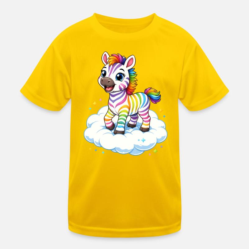 Cute rainbow zebra on cloud kawaii Kids Functional T-Shirt