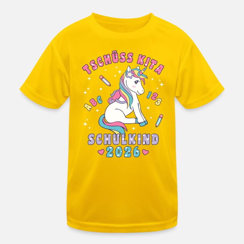 Schulkind 2026 Einschulung Einhorn Mädchen Kinder Funktions-T-Shirt