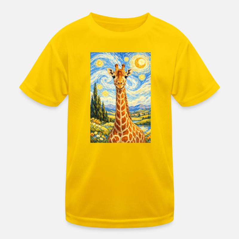 Starry Night Style Giraffe Kids Functional T-Shirt