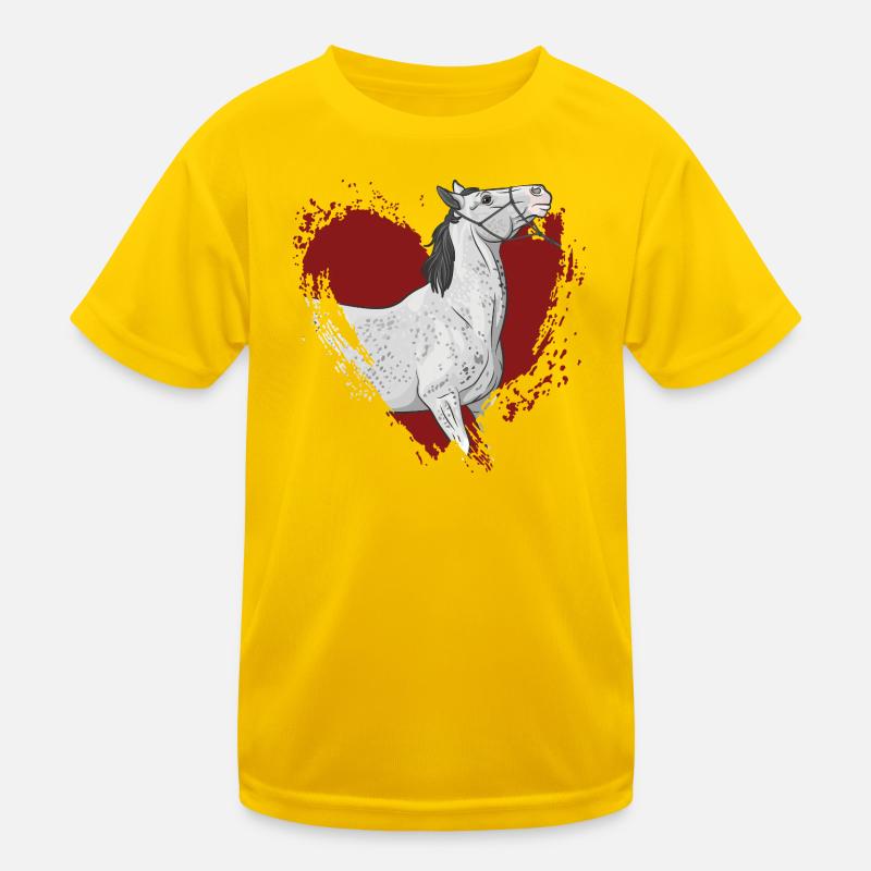 Ein graues Pferd und ein rotes Herz Kinder Funktions-T-Shirt