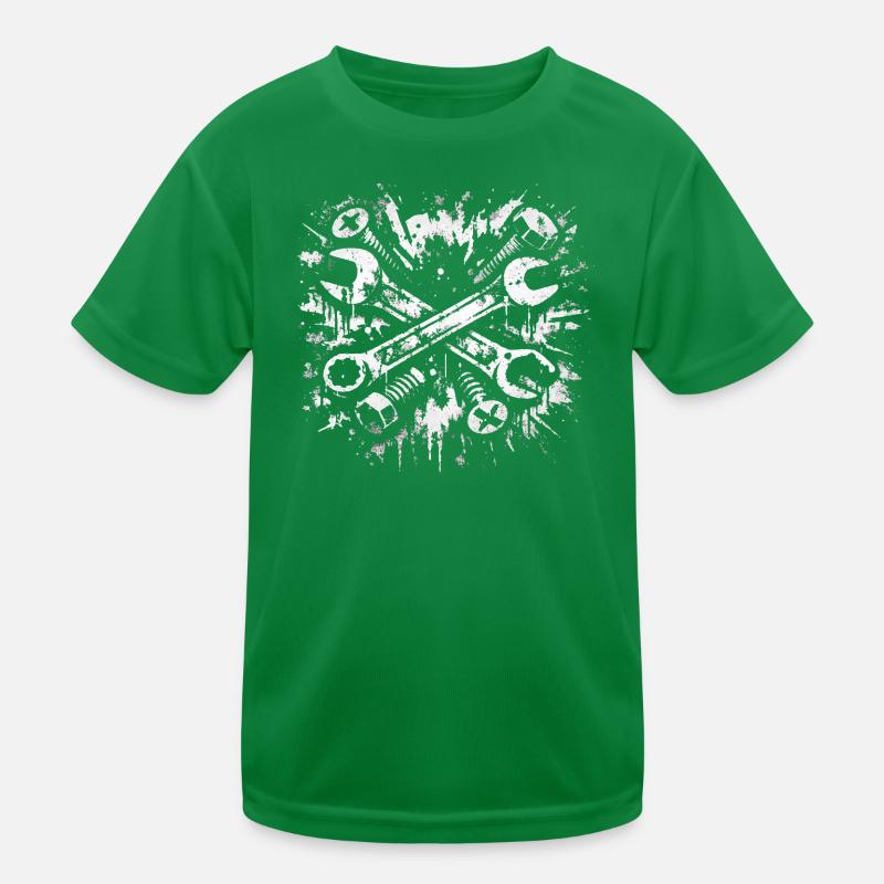 Tool Grunge Wrench Design Kids Functional T-Shirt