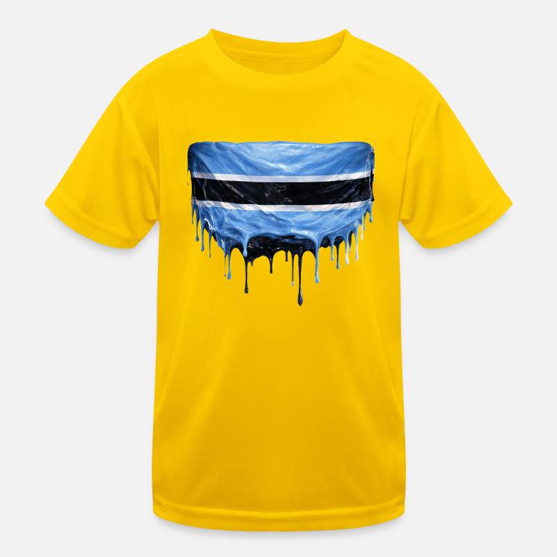 Botswana Flag Drop Art Kids Functional T-Shirt