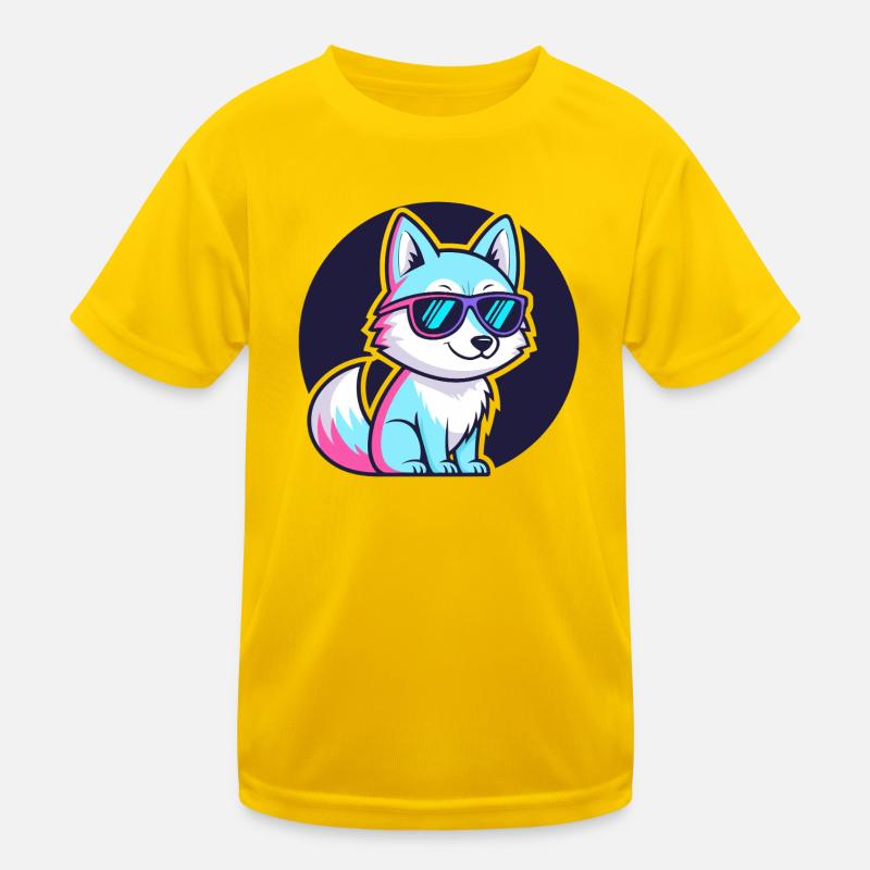 Neonfuchs mit Brille Kinder Funktions-T-Shirt