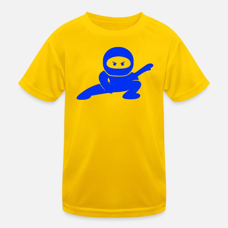 Blauer Ninja in Aktionspose Kinder Funktions-T-Shirt