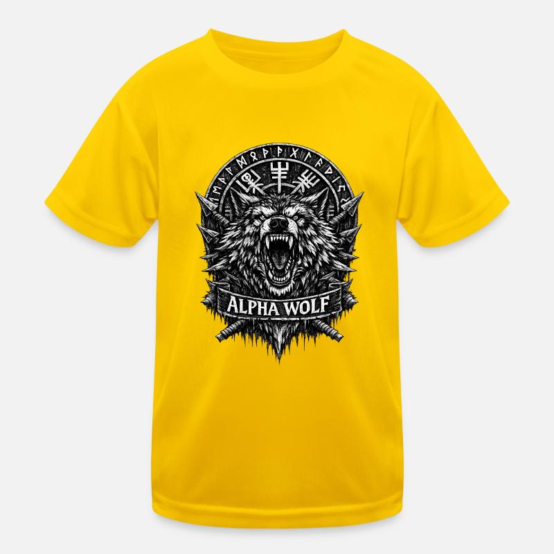 Alpha Wolf Runic Crest Kids Functional T-Shirt